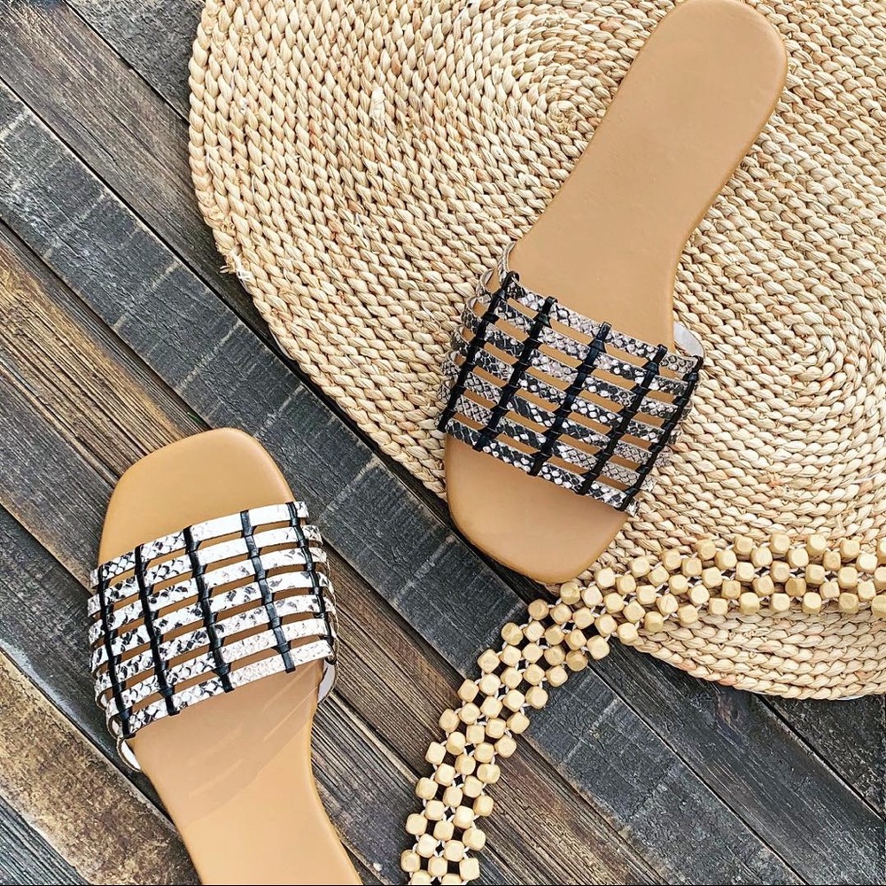 Fiercely Chic - Beige Snake Weaved Sandals - Picture 2 of 8